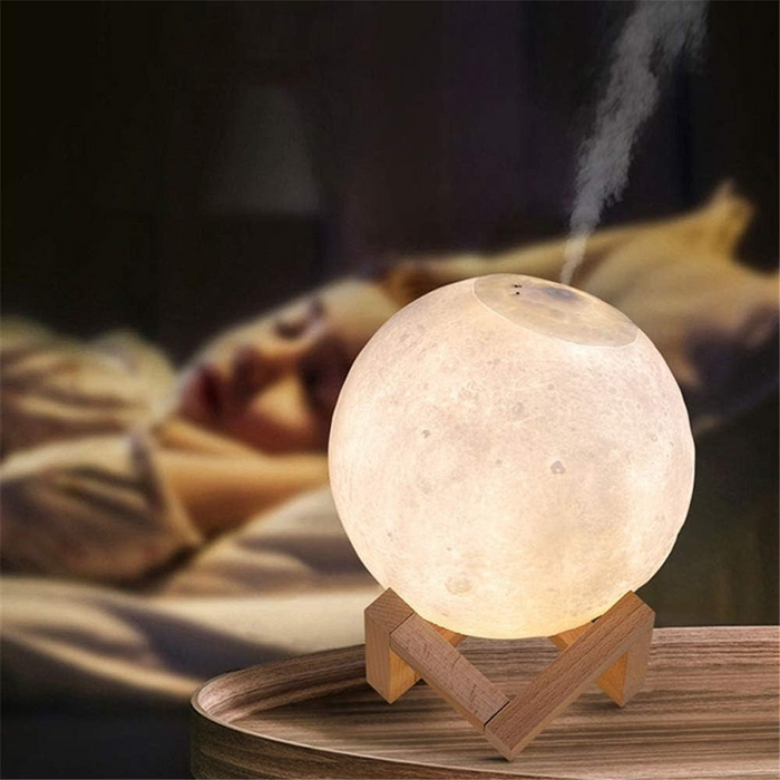 3D Moon Light Lamp With Wooden Stand