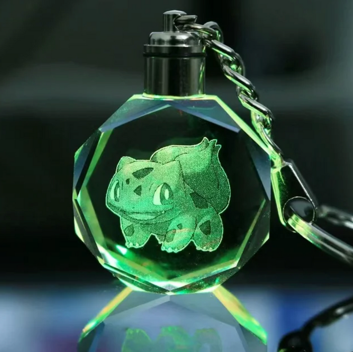 Characters Engraved Crystal LED Keychain Lamp
