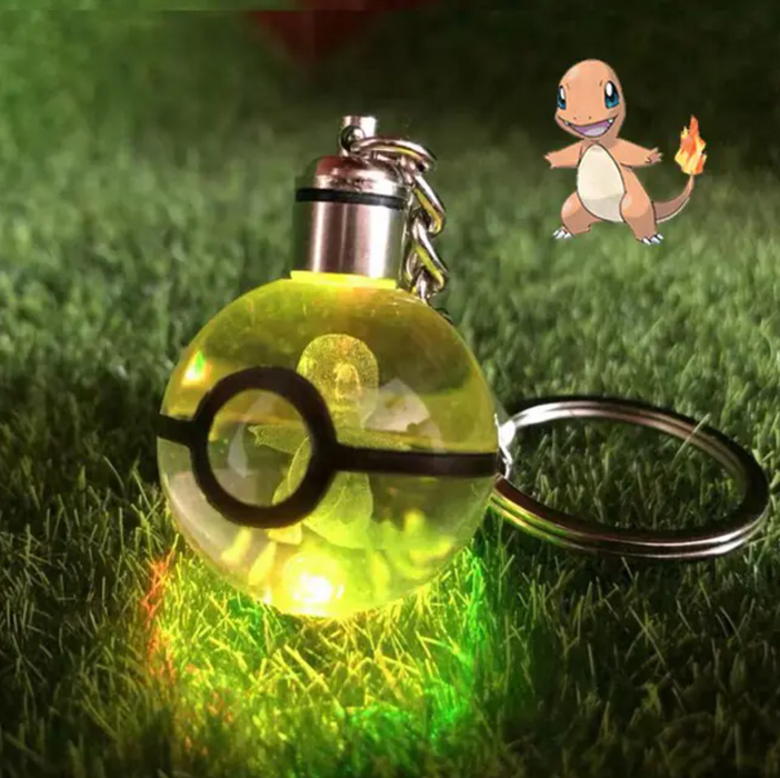 Characters Engraved Crystal LED Keychain Lamp