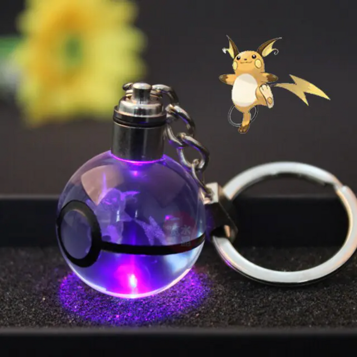 Characters Engraved Crystal LED Keychain Lamp