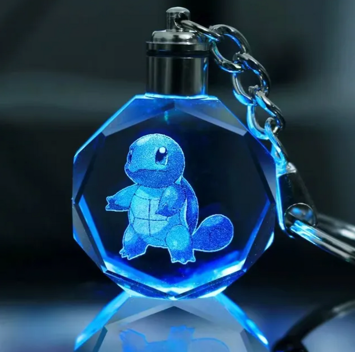 Characters Engraved Crystal LED Keychain Lamp