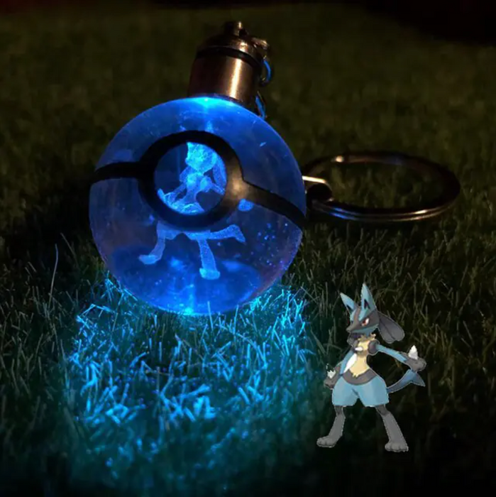 Characters Engraved Crystal LED Keychain Lamp