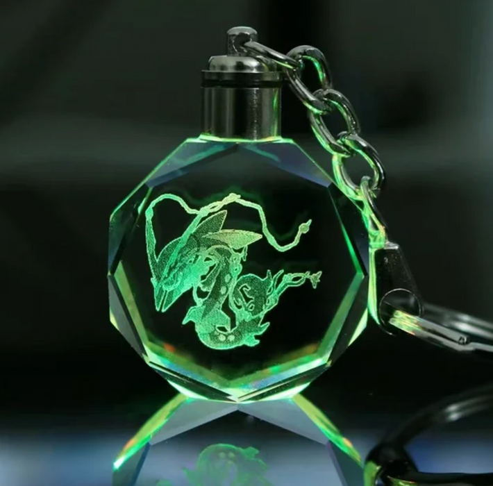 Characters Engraved Crystal LED Keychain Lamp