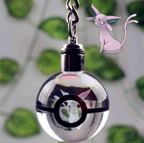 Characters Engraved Crystal LED Keychain Lamp