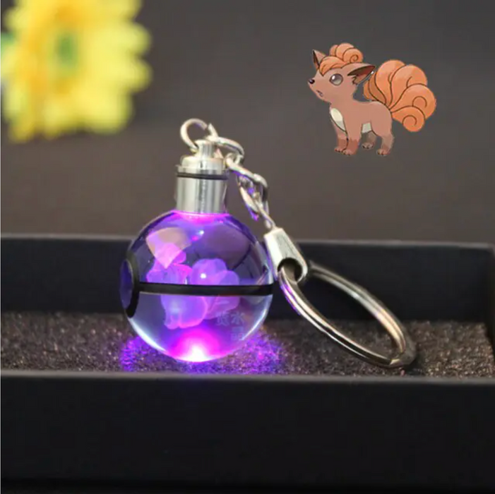 Characters Engraved Crystal LED Keychain Lamp