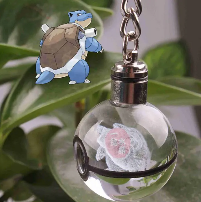 Characters Engraved Crystal LED Keychain Lamp