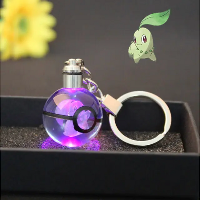 Characters Engraved Crystal LED Keychain Lamp