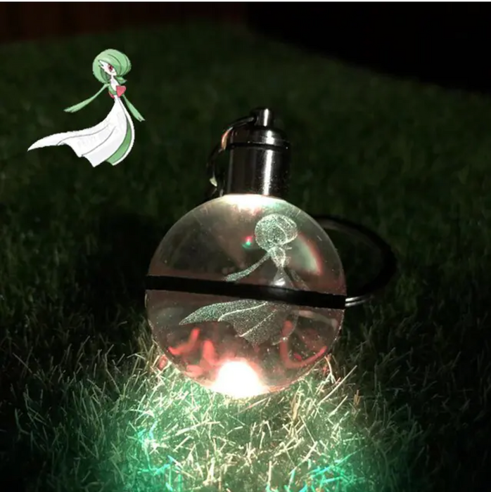 Characters Engraved Crystal LED Keychain Lamp