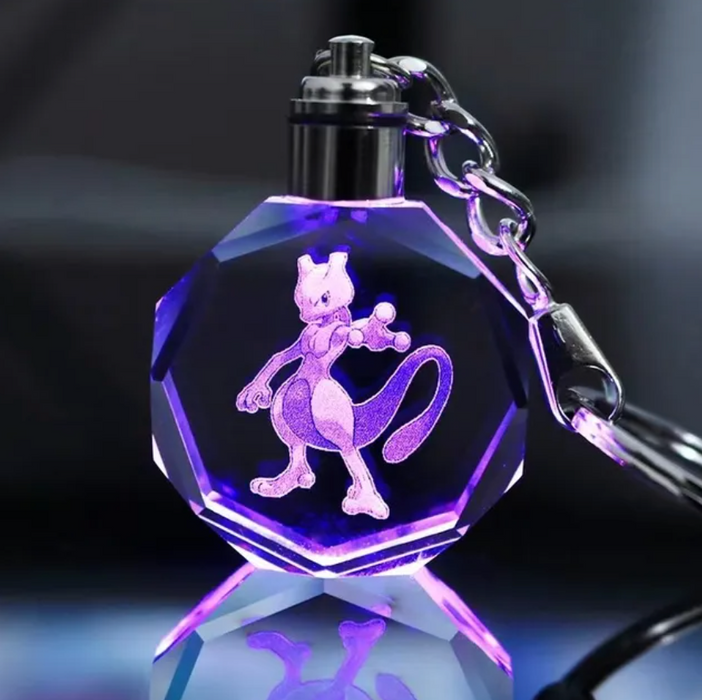 Characters Engraved Crystal LED Keychain Lamp