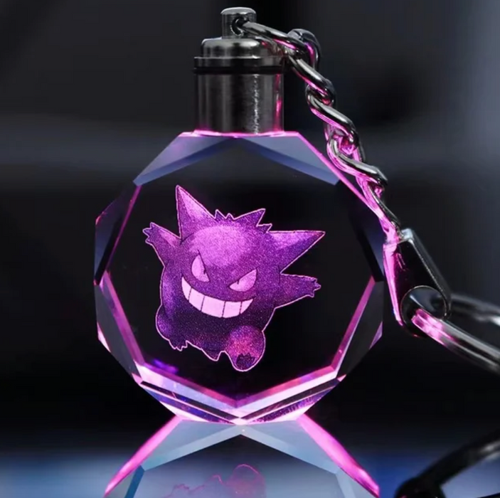 Characters Engraved Crystal LED Keychain Lamp