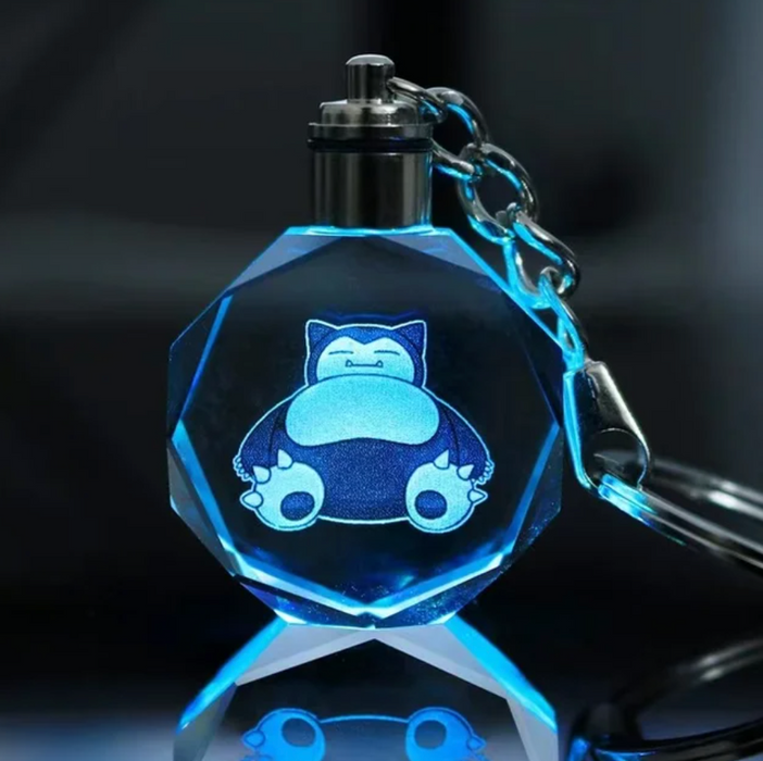 Characters Engraved Crystal LED Keychain Lamp