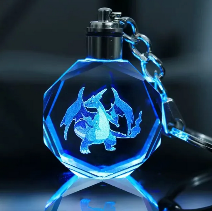 Characters Engraved Crystal LED Keychain Lamp