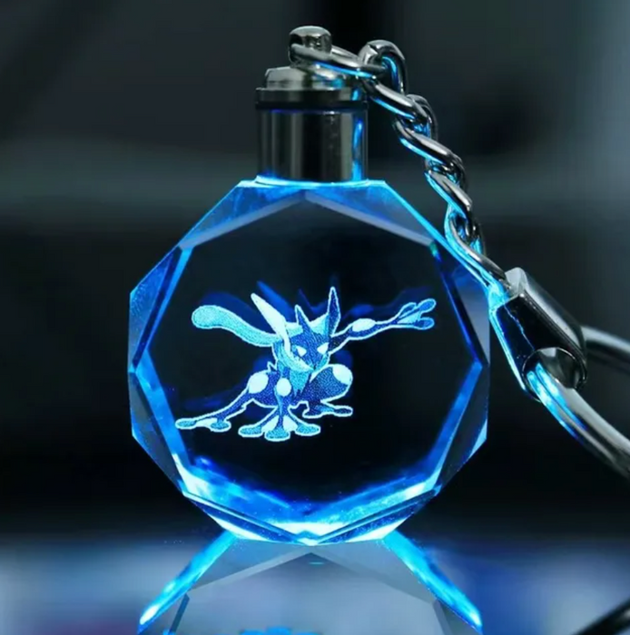 Characters Engraved Crystal LED Keychain Lamp