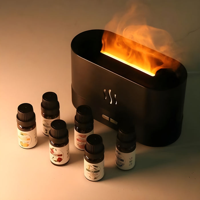 Flame Aroma Diffuser With Organic Plant Essential Oil Set