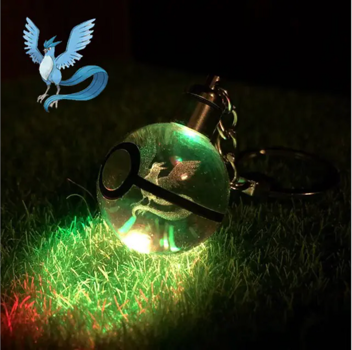 Characters Engraved Crystal LED Keychain Lamp