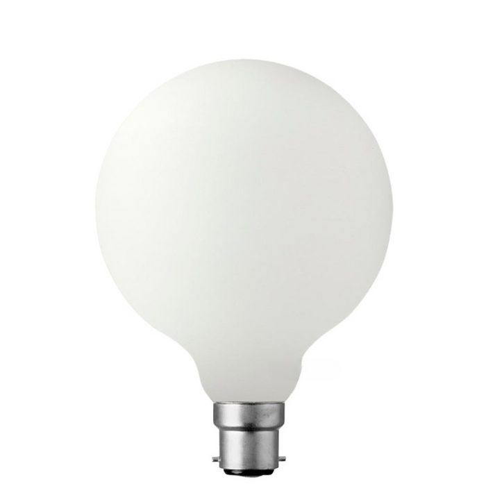 12W G125 Matte White Dimmable LED Light Globe (B22) In Warm White