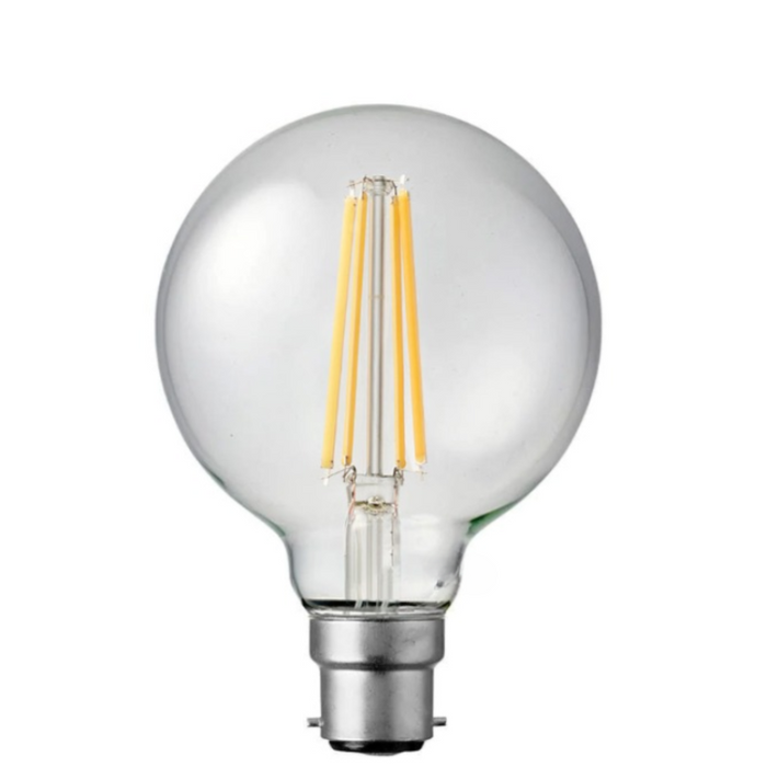 12W G95 Clear Dimmable LED Globe (B22) In Warm White