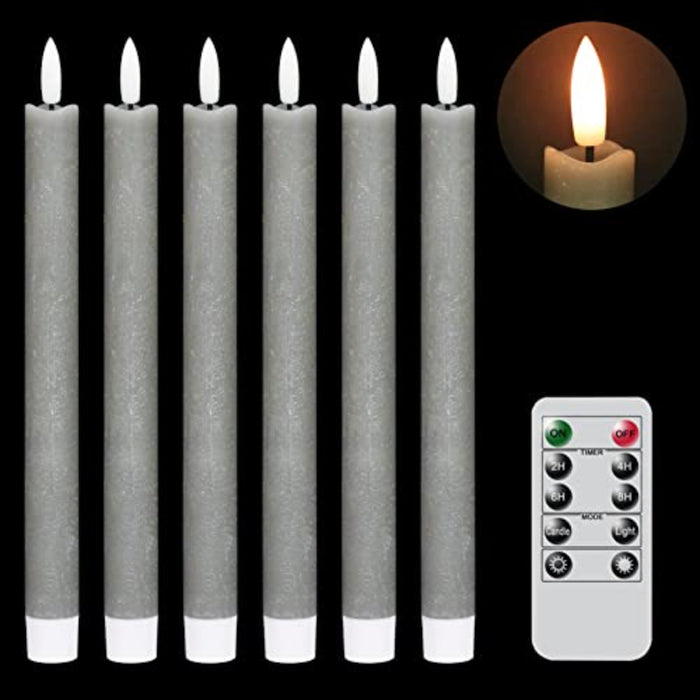 Flameless Taper Candles Flickering with 10-Key Remote, Battery Operated Led Warm 3D Wick Light Window Candles Real Wax