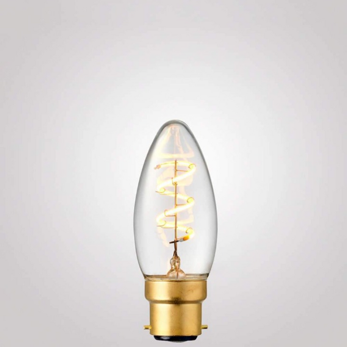 3W Candle Spiral Dimmable LED Bulb (B22) in Extra Warm White