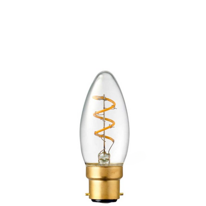 3W Candle Spiral Dimmable LED Bulb (B22) in Extra Warm White