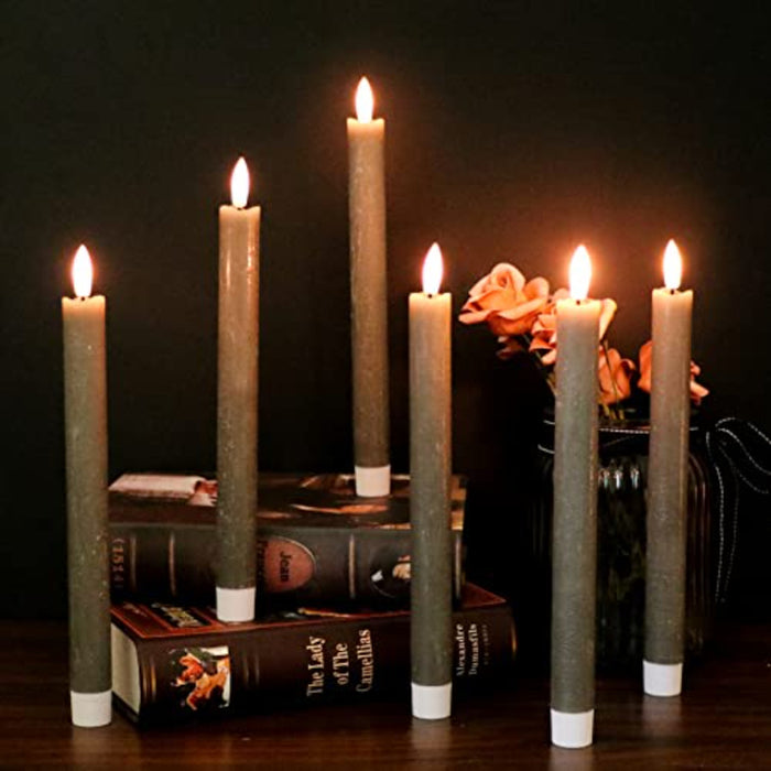 Flameless Taper Candles Flickering with 10-Key Remote, Battery Operated Led Warm 3D Wick Light Window Candles Real Wax