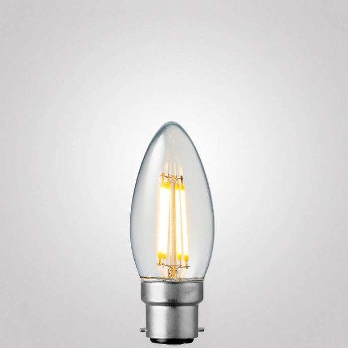 4W 12-24 Volt DC Candle Dimmable LED Bulb (B22) Clear in Warm White
