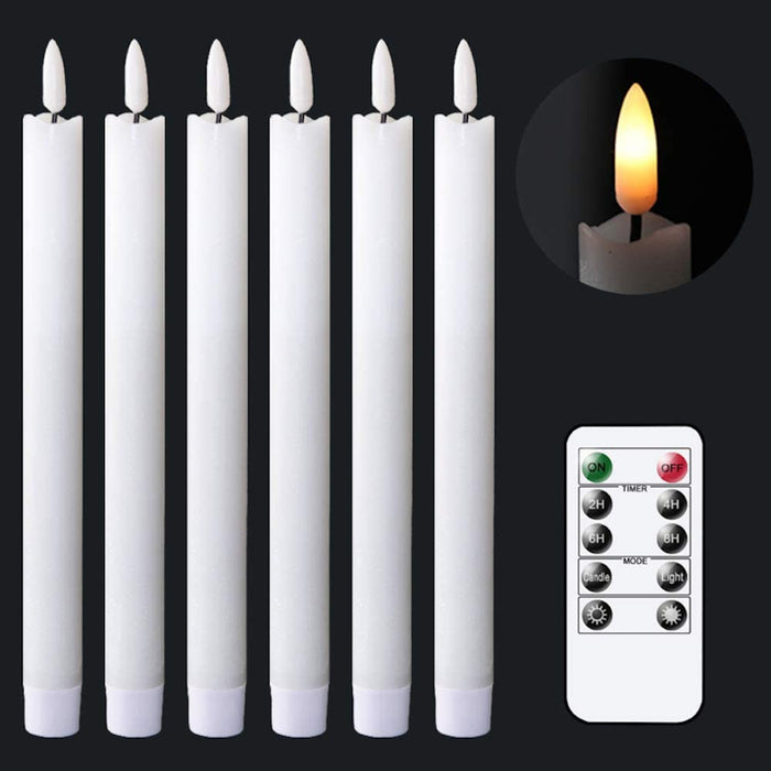 Flameless Taper Candles Flickering with 10-Key Remote, Battery Operated Led Warm 3D Wick Light Window Candles Real Wax