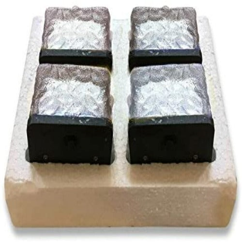Solar-Powered Heavy Duty Brick Path Lights - Pack of 4 | Decorative Outdoor Pavers