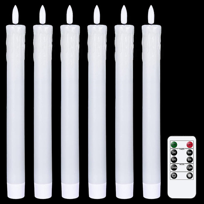 Flameless Taper Candles Flickering with 10-Key Remote, Battery Operated Led Warm 3D Wick Light Window Candles Real Wax