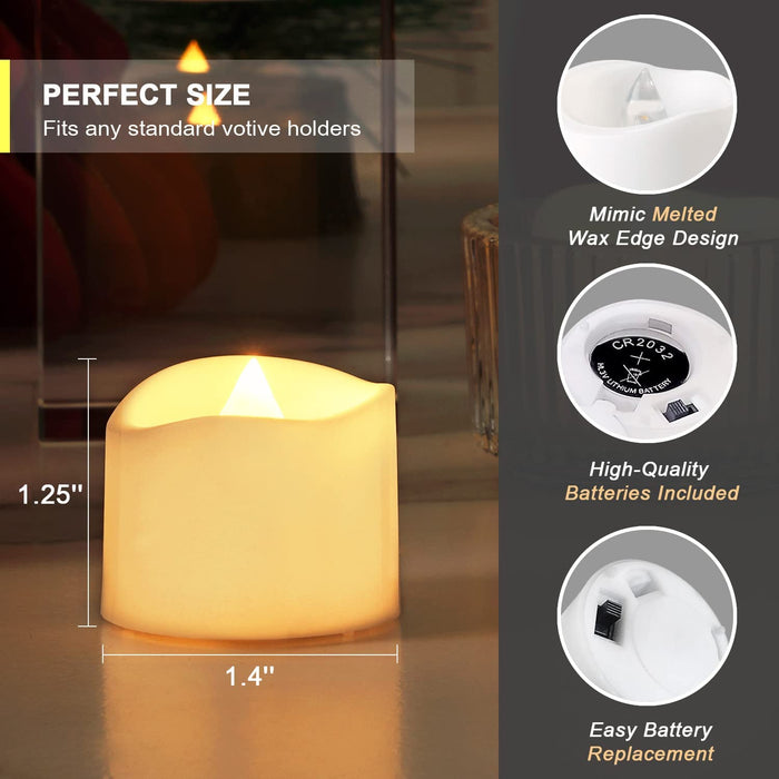 LED Tea Lights with Timer, Built-in 6 Hours Timer Tea Lights, Votive Candles Battery Operated, Flameless Candles with Timer