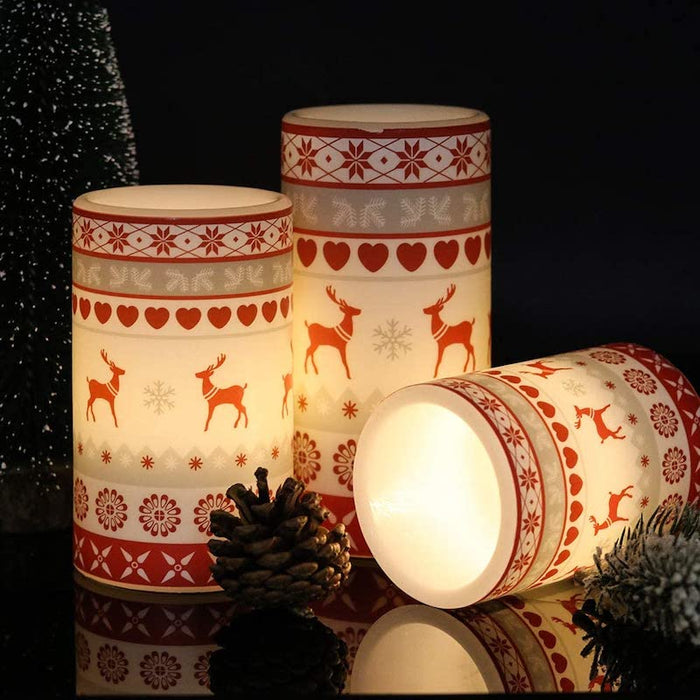 Set of 3 Christmas 3D Decorative Flameless LED Candle Lights