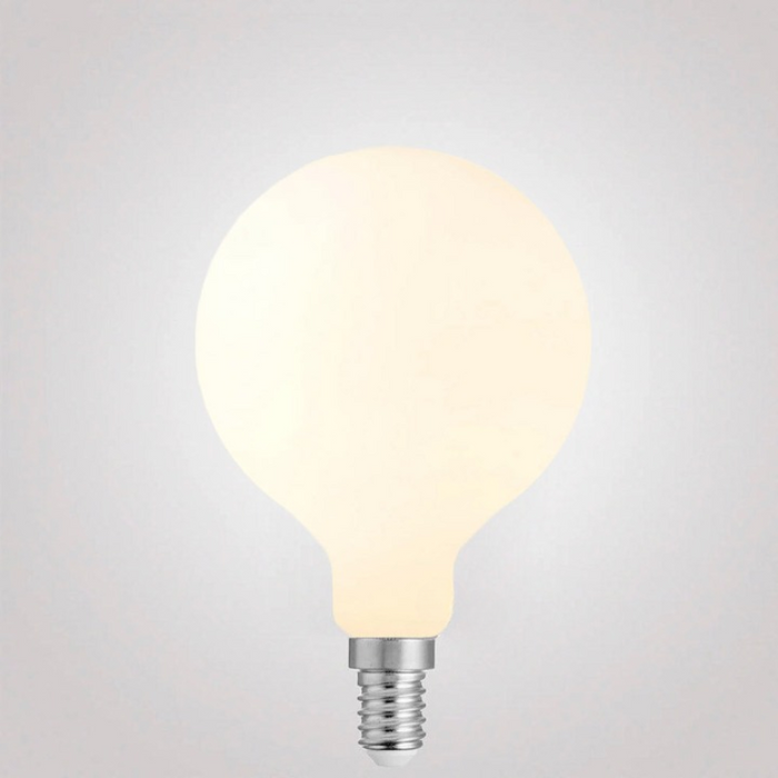 8W G80 Matte White Dimmable LED Light Bulb (E14) In Warm White