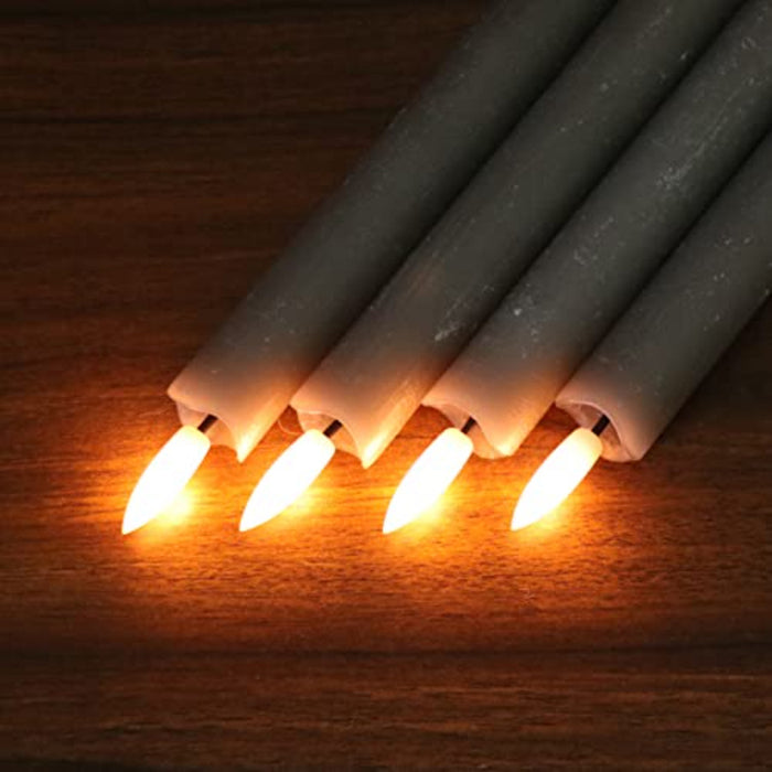 Flameless Taper Candles Flickering with 10-Key Remote, Battery Operated Led Warm 3D Wick Light Window Candles Real Wax