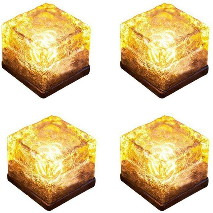 Solar-Powered Heavy Duty Brick Path Lights - Pack of 4 | Decorative Outdoor Pavers