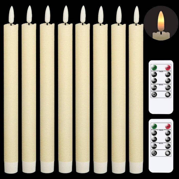 Flameless Taper Candles Flickering with 10-Key Remote, Battery Operated Led Warm 3D Wick Light Window Candles Real Wax