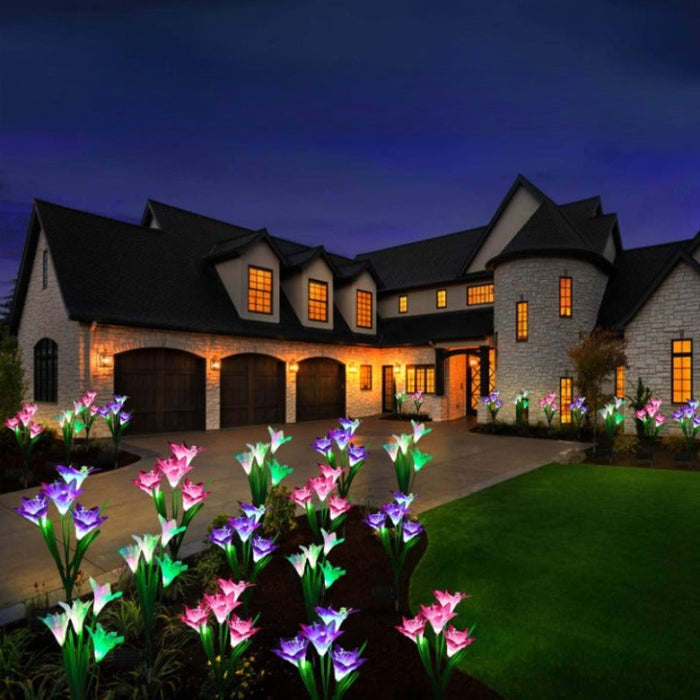 4 Pack Lily Flowers Style Solar Garden Lights