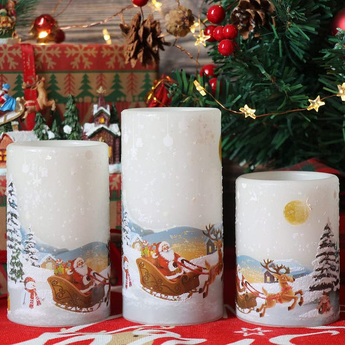 Set of 3 Christmas 3D Decorative Flameless LED Candle Lights