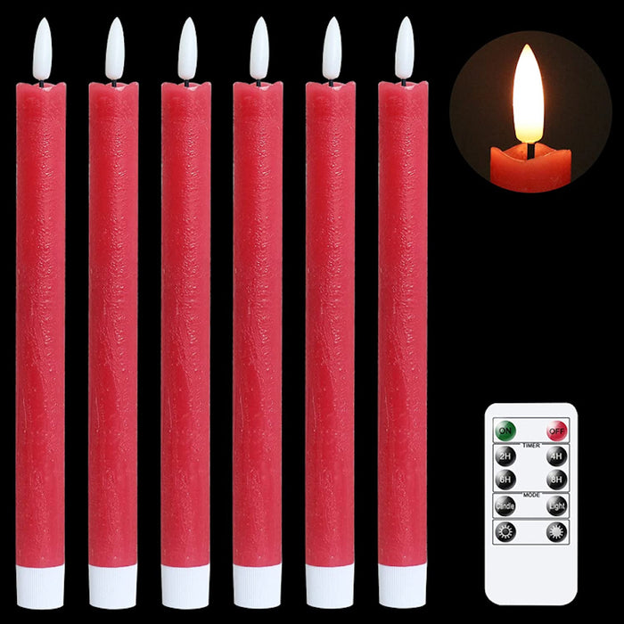 Flameless Taper Candles Flickering with 10-Key Remote, Battery Operated Led Warm 3D Wick Light Window Candles Real Wax