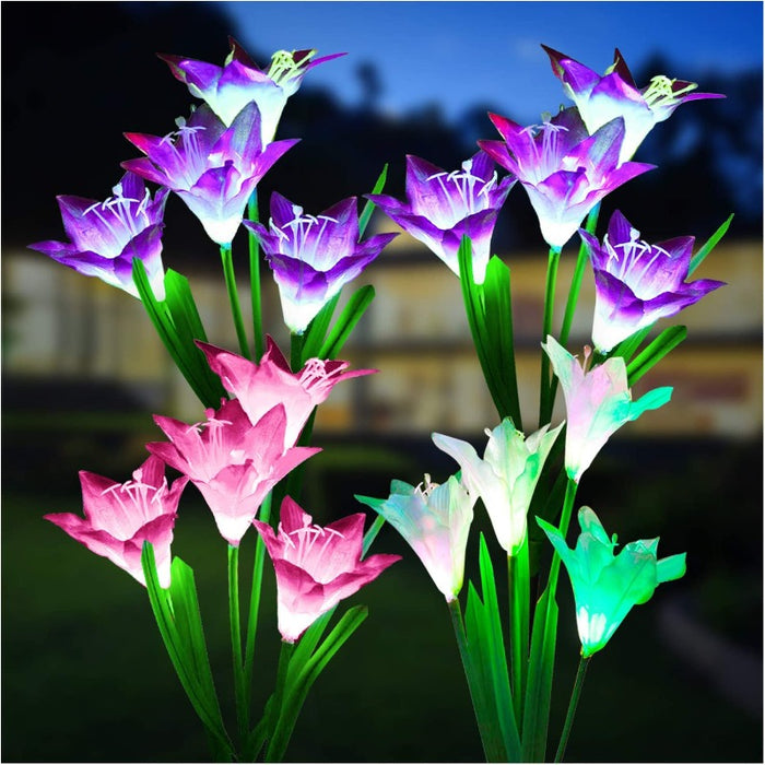 4 Pack Lily Flowers Style Solar Garden Lights