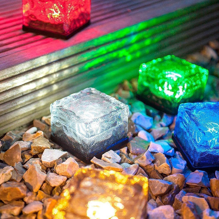 Solar-Powered Heavy Duty Brick Path Lights - Pack of 4 | Decorative Outdoor Pavers