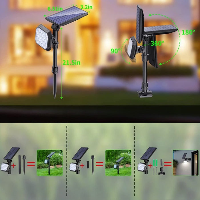 4 Pack Solar Powered White Outdoor Spot Lights