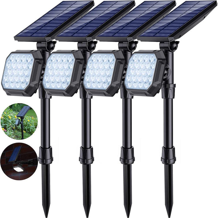 4 Pack Solar Powered White Outdoor Spot Lights