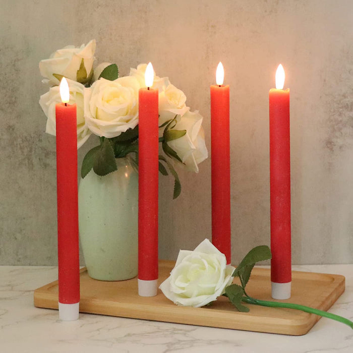 Flameless Taper Candles Flickering with 10-Key Remote, Battery Operated Led Warm 3D Wick Light Window Candles Real Wax