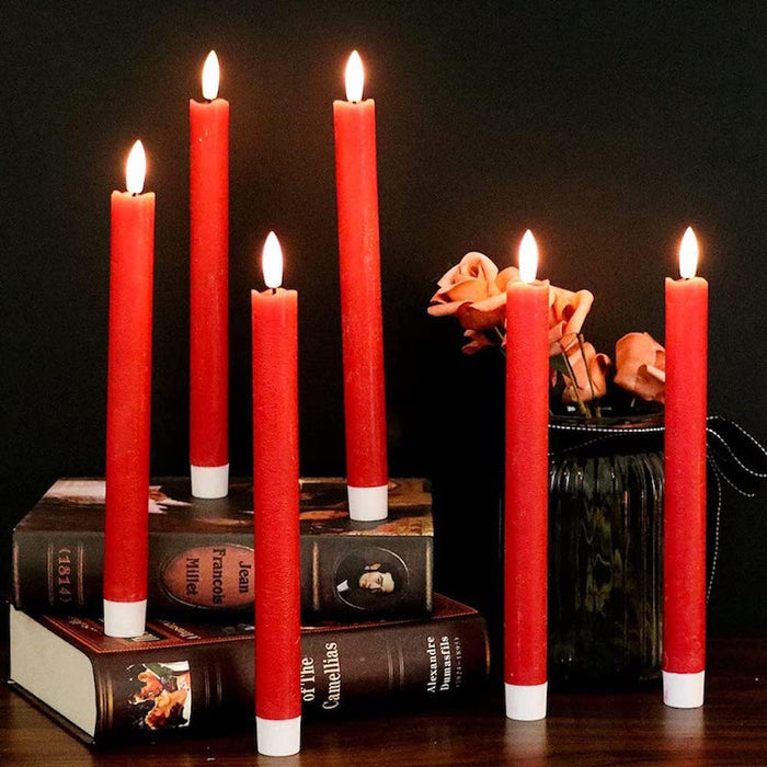 Flameless Taper Candles Flickering with 10-Key Remote, Battery Operated Led Warm 3D Wick Light Window Candles Real Wax