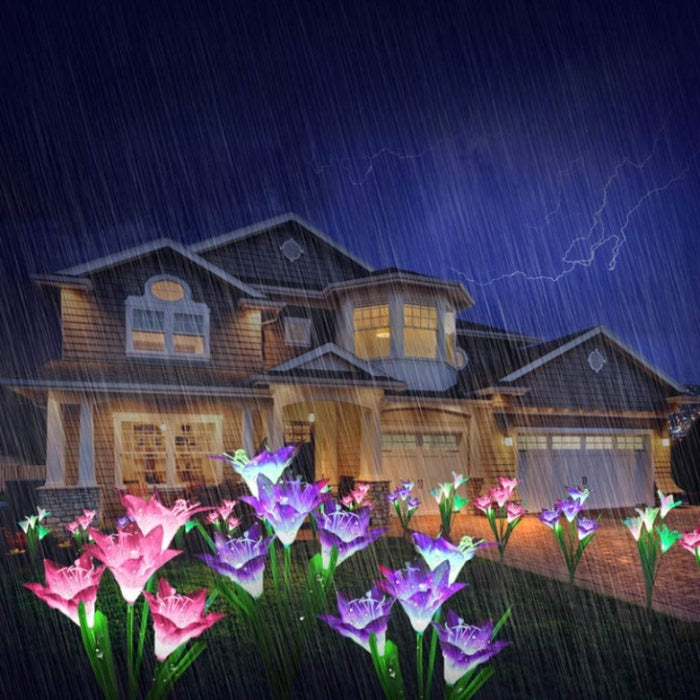 4 Pack Lily Flowers Style Solar Garden Lights