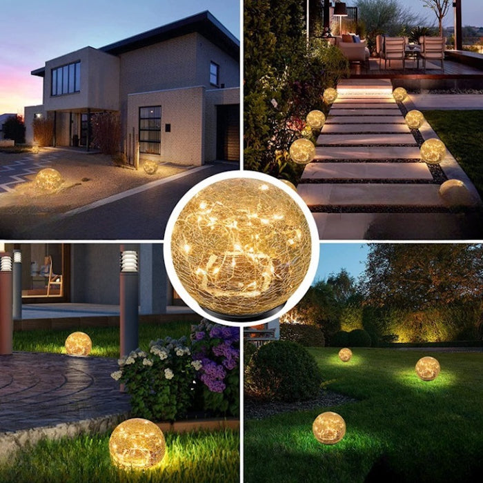 Cracked Glass Ball Garden Solar Lights