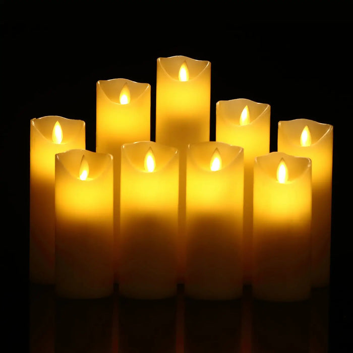 Pack Of 9 LED Candles With Remote Timer