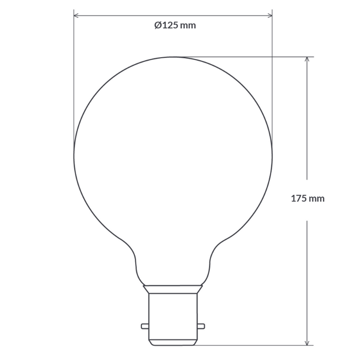 8W G125 Dimmable LED Light Globe (B22) In Extra Warm White