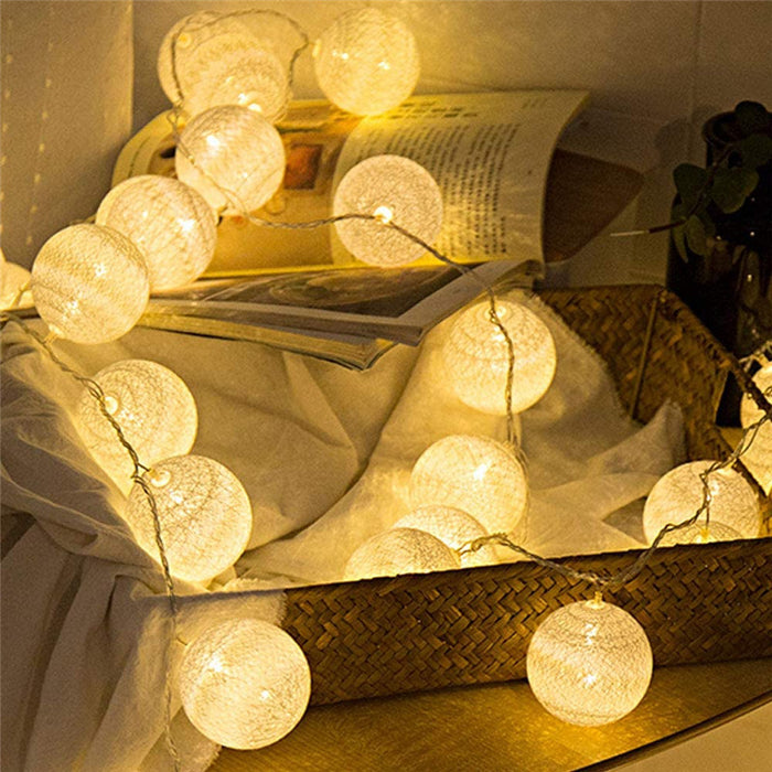 The Cotton Ball Battery LED String Lights
